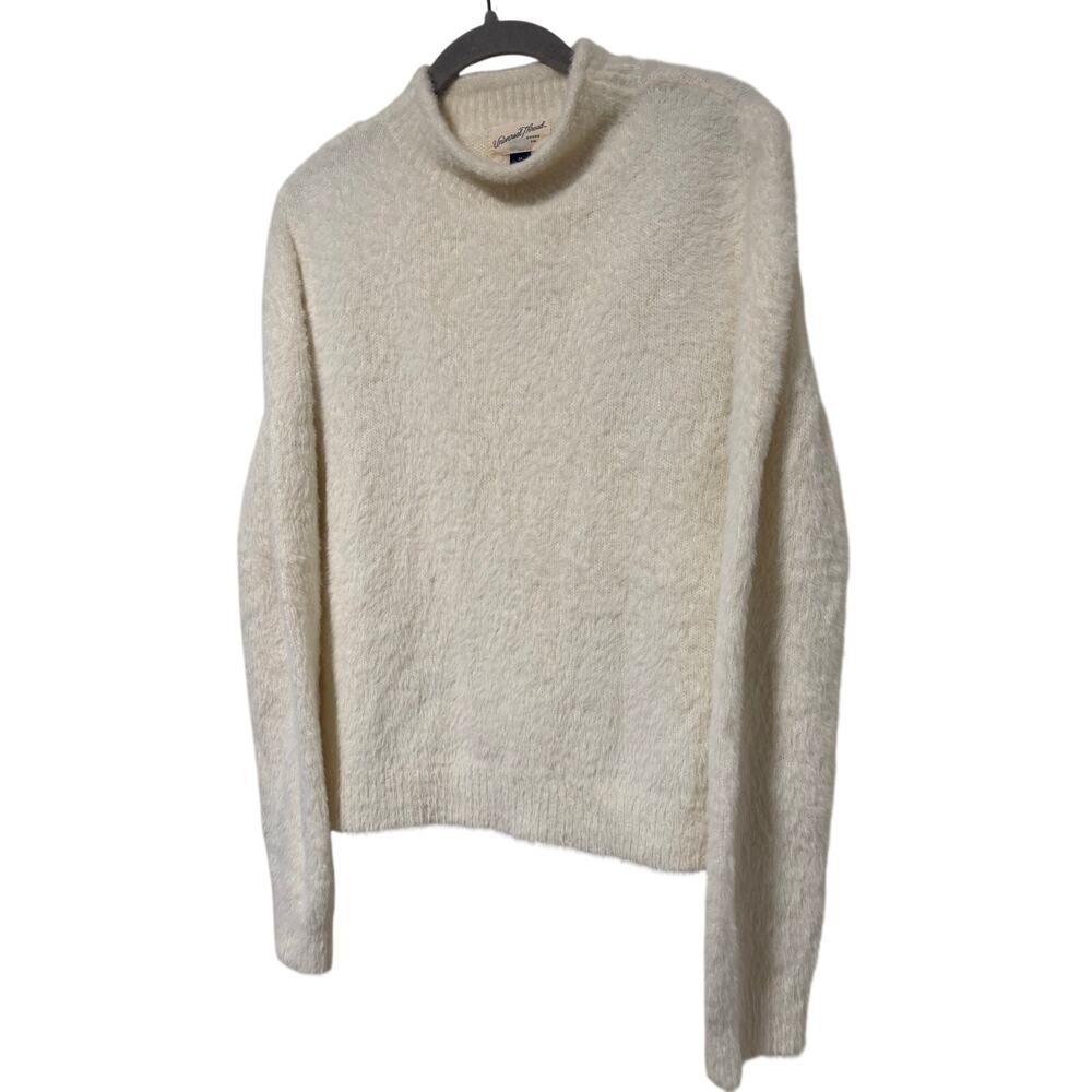 Universal Thread Women’s Ivory Eyelash Knit Mock Neck Sweater Size Medium Soft - Picture 5 of 8